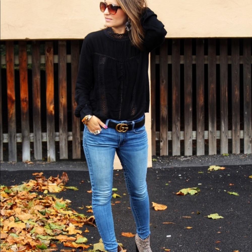 Nadia Rima Mock Lace Black Top - Picture 3 of 5